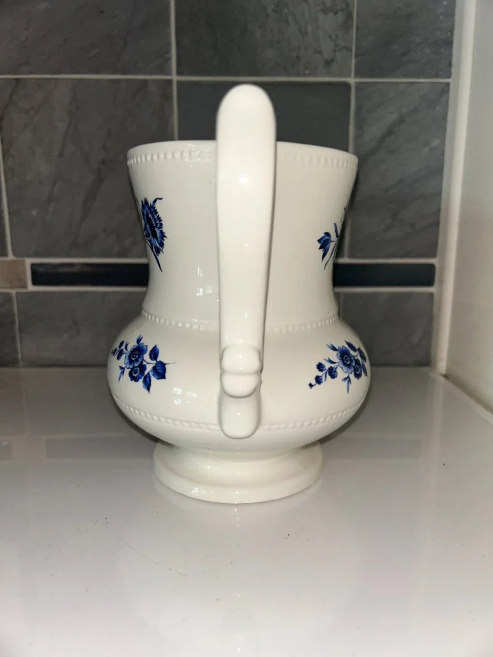 Vintage Lord Nelson Pottery Pitcher, England, Blue Floral Jug, 6.5